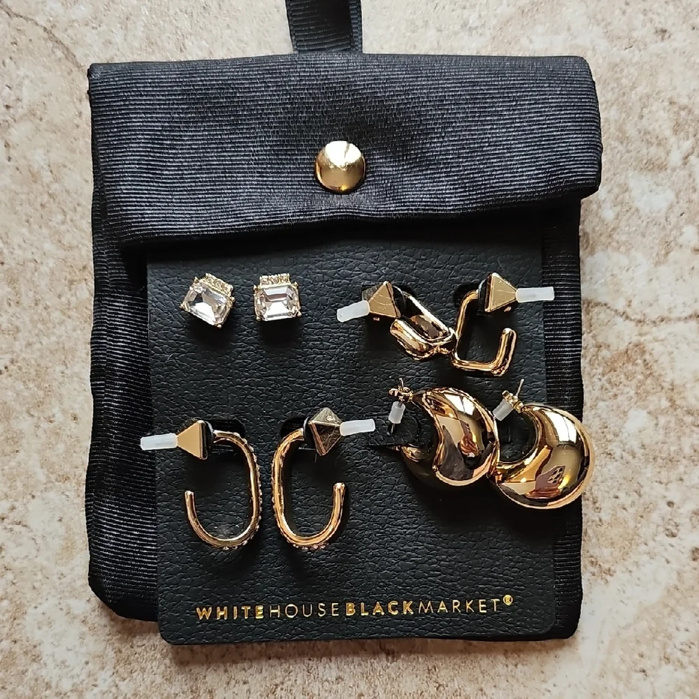 White House Black Market Gold Earring Set - Picture 1 of 2